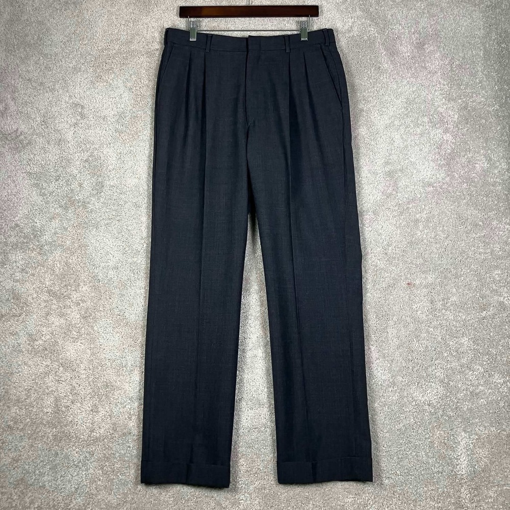 VTG L.L. Bean Mens Pleated Wool 32 (Fits 33x29) Trousers Grey Dress Pants USA